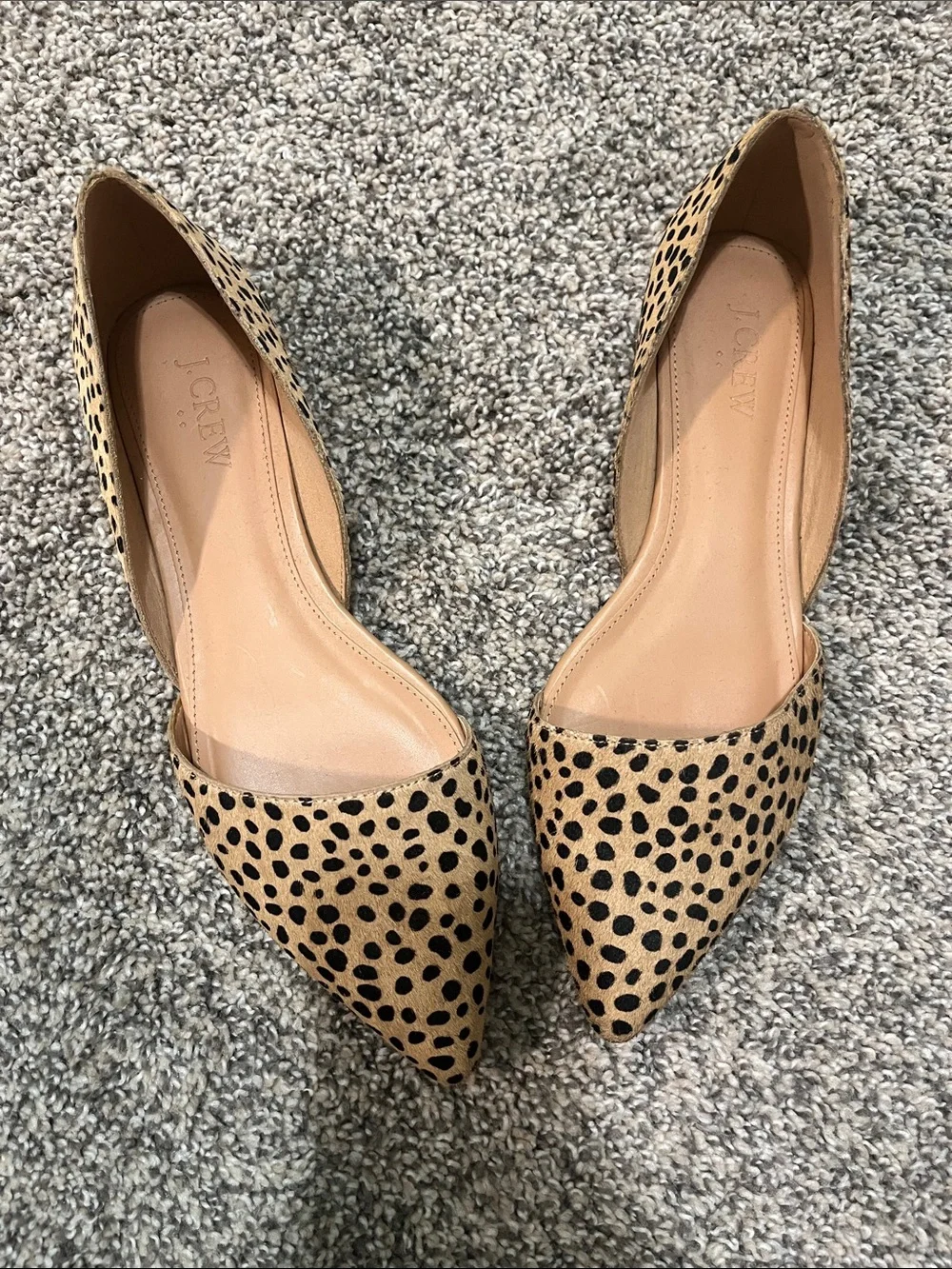 J. Crew Tan and Black Cheetah-Print Pointed-Toe Flats